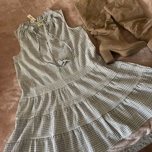 Gray and white dress